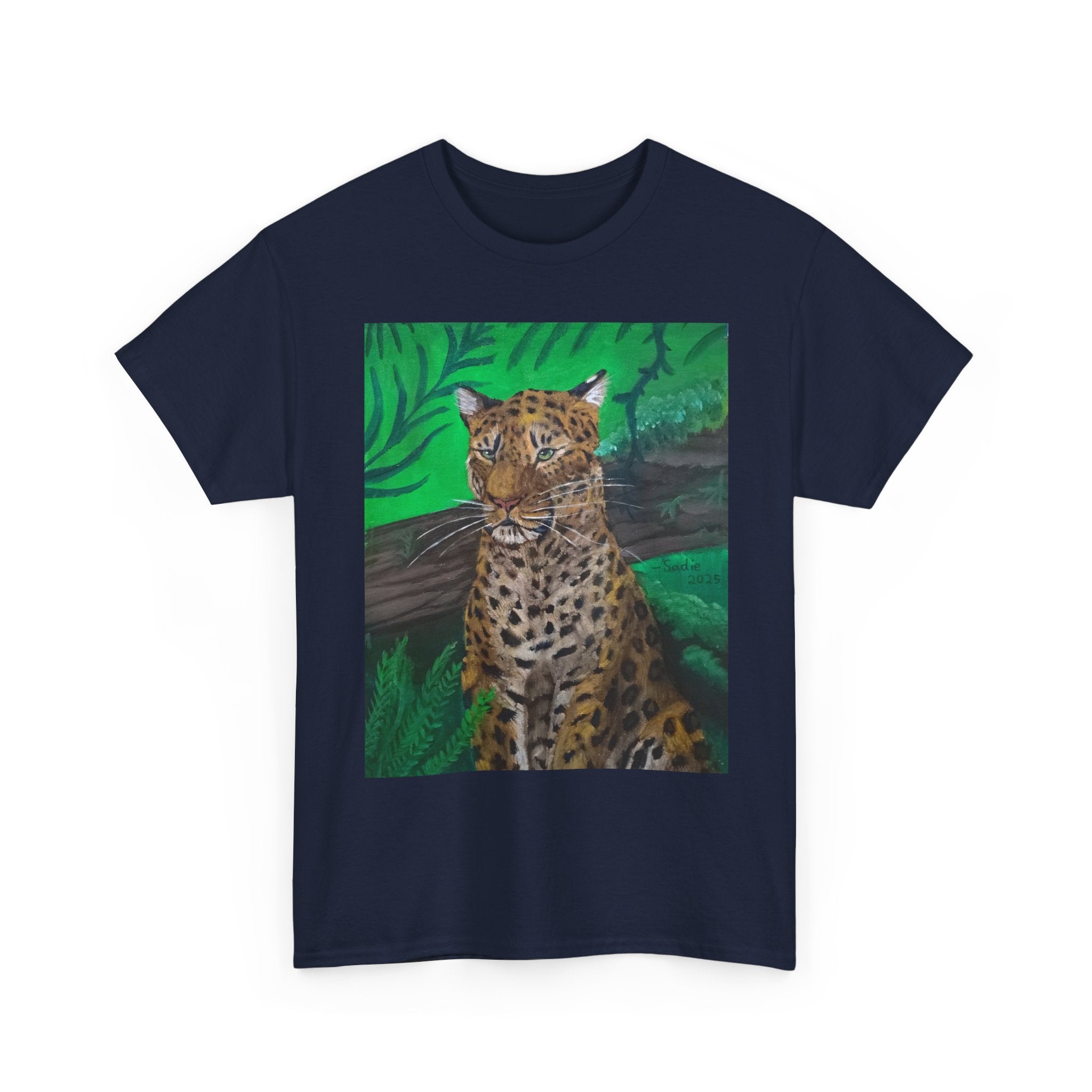 Green Leopard   heavy Unisex Adult Cotton Tee