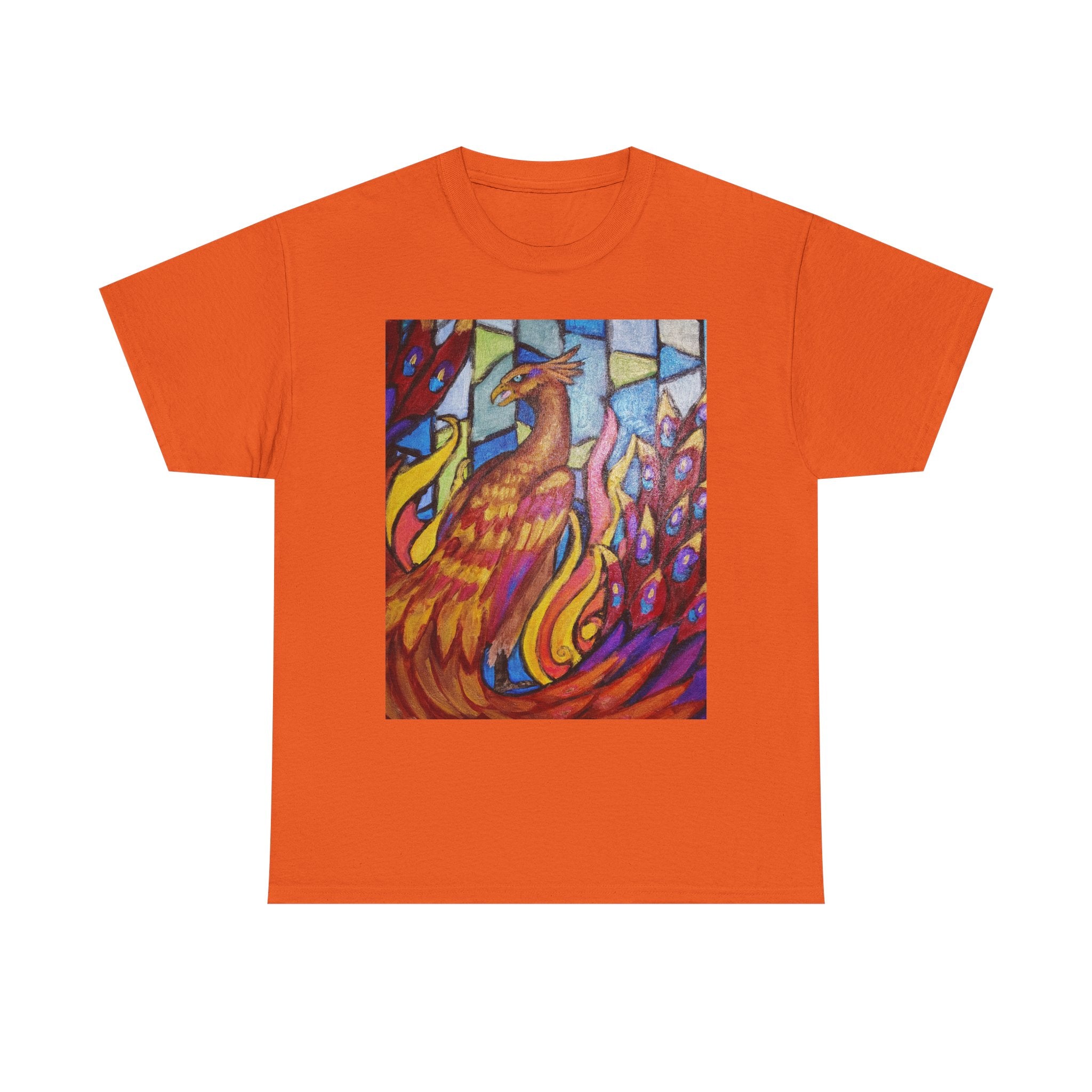 Stained Glass Phoenix heavy Unisex Adult Cotton Tee