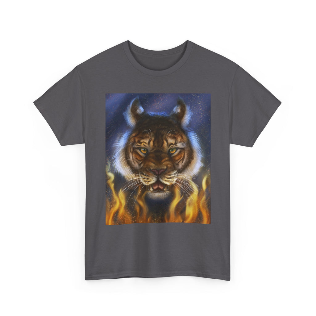 Tiger Flames  heavy Unisex Adult Cotton Tee