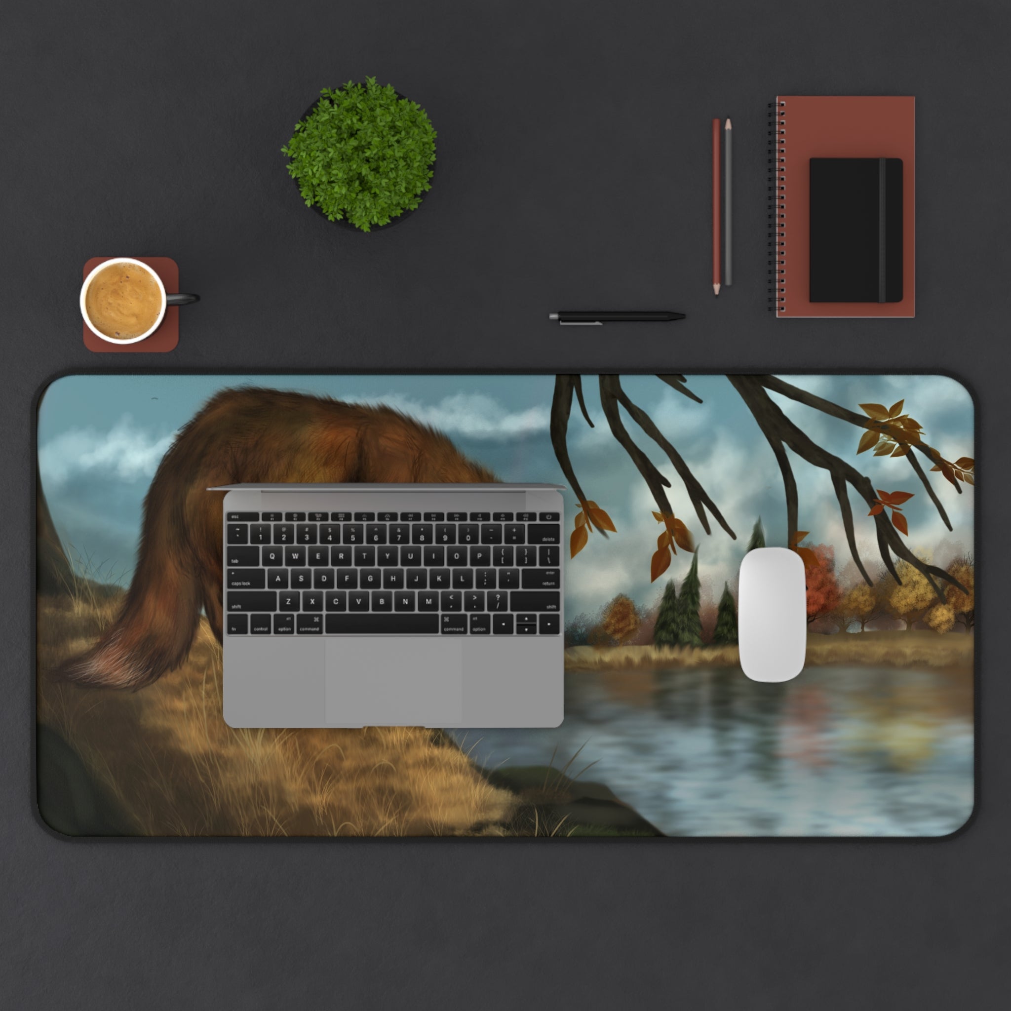 Autumn Fox Lake 16x32 Mouse Pad Desk Mat