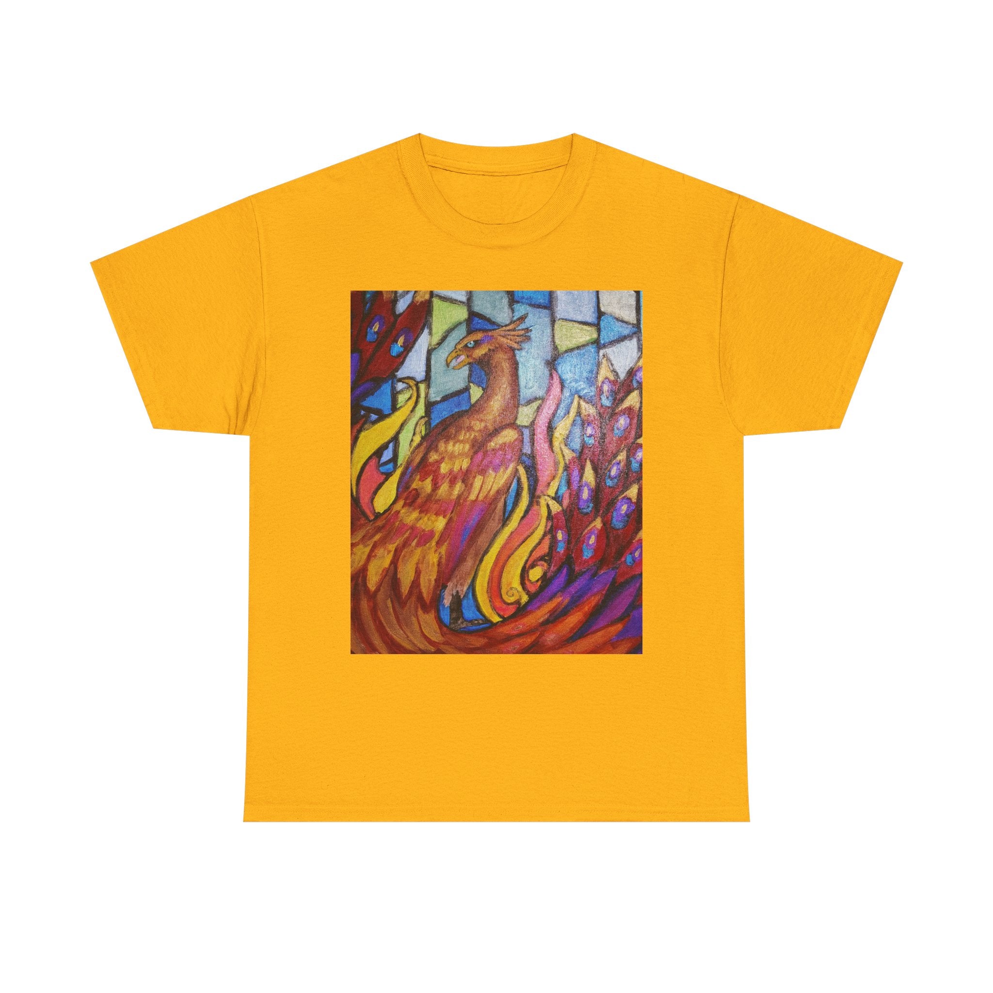 Stained Glass Phoenix heavy Unisex Adult Cotton Tee