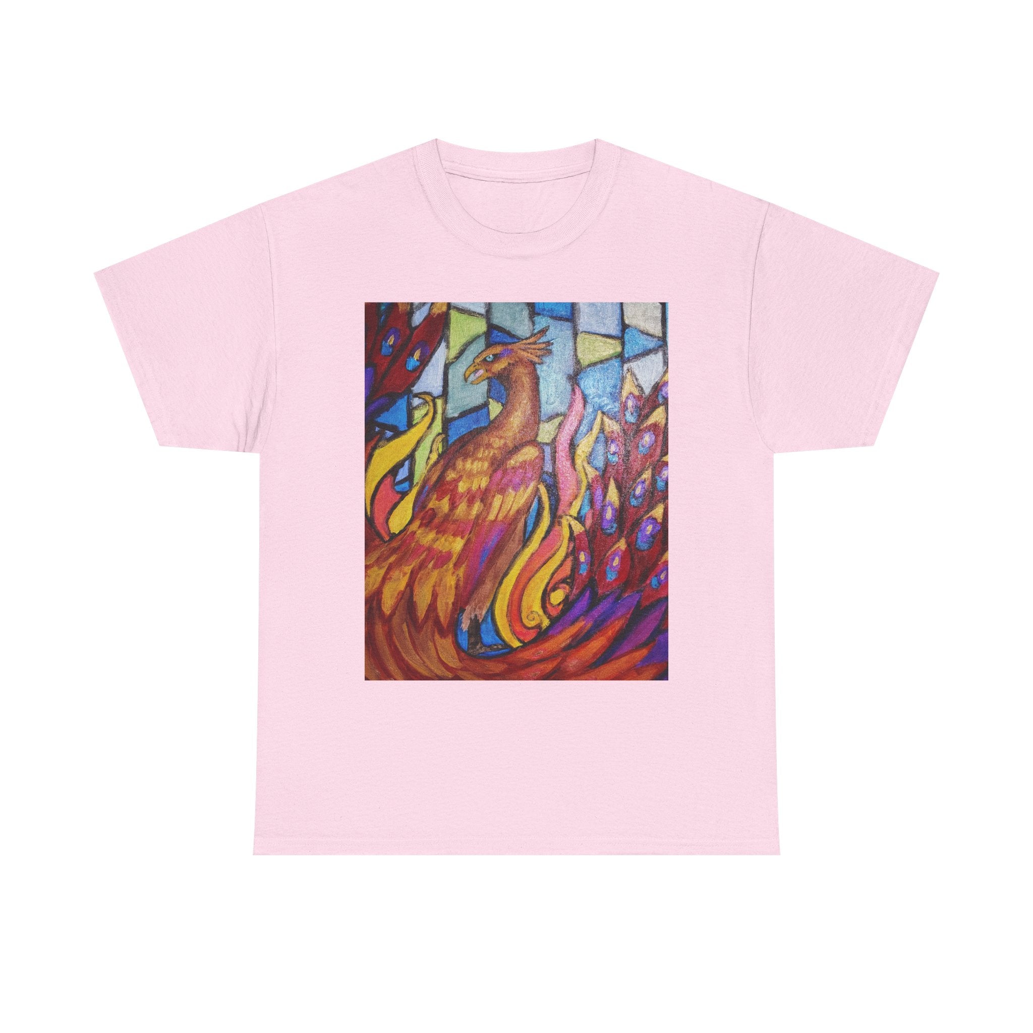 Stained Glass Phoenix heavy Unisex Adult Cotton Tee