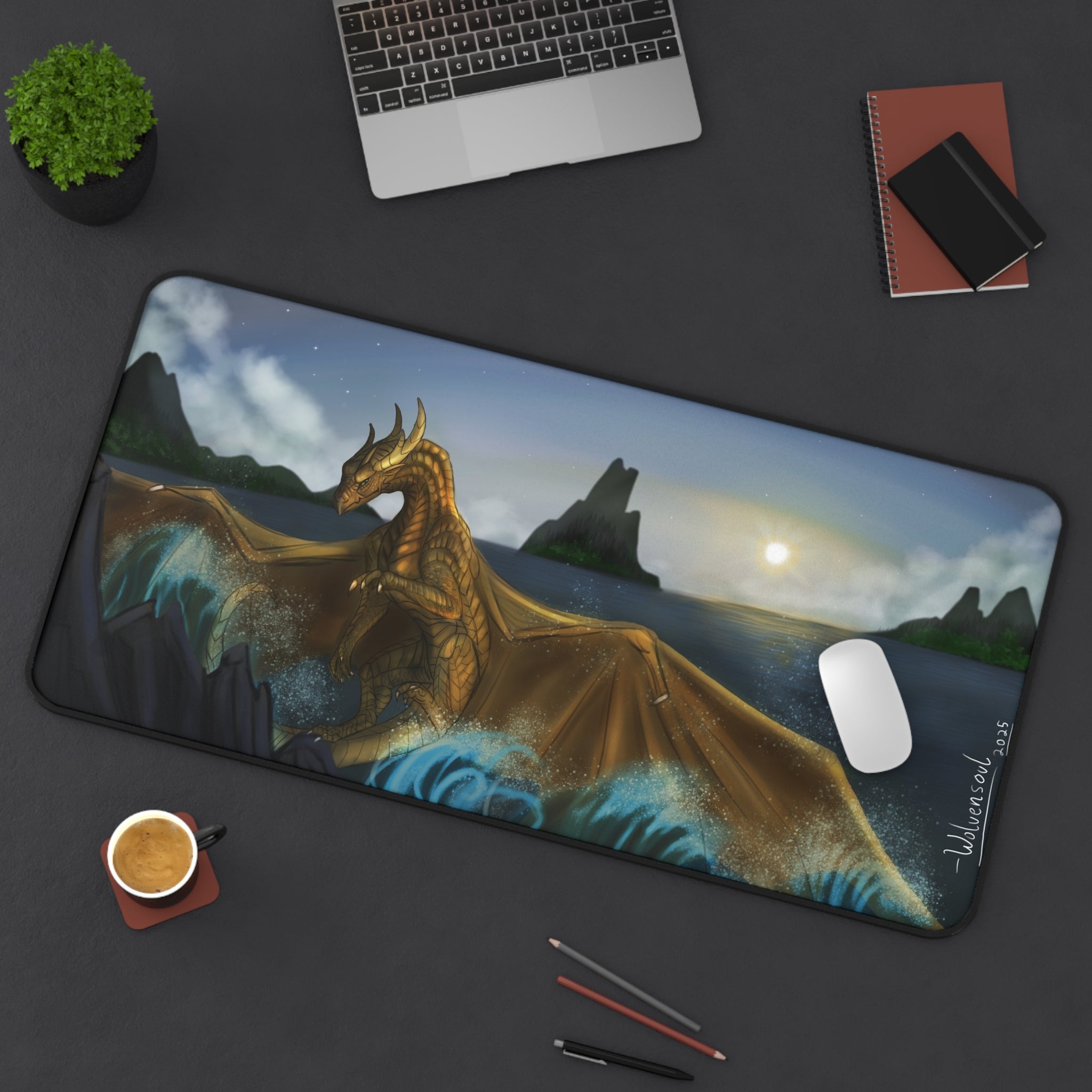 Water Dragon 16x32 Mouse Pad Desk Mat