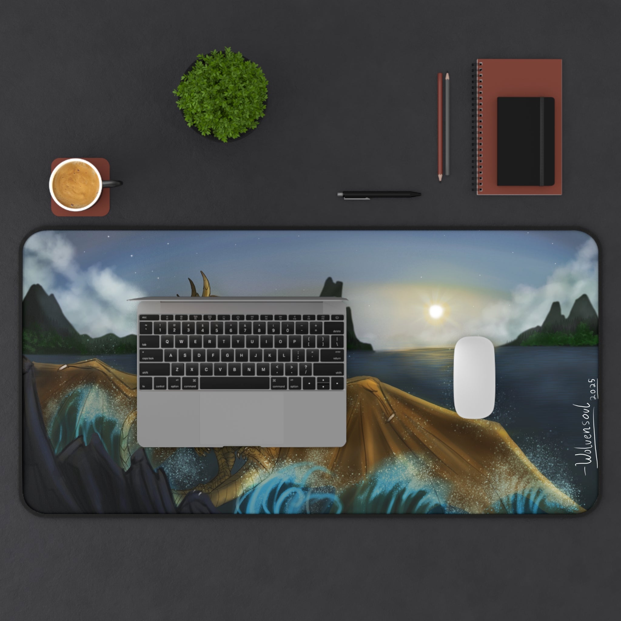 Water Dragon 16x32 Mouse Pad Desk Mat