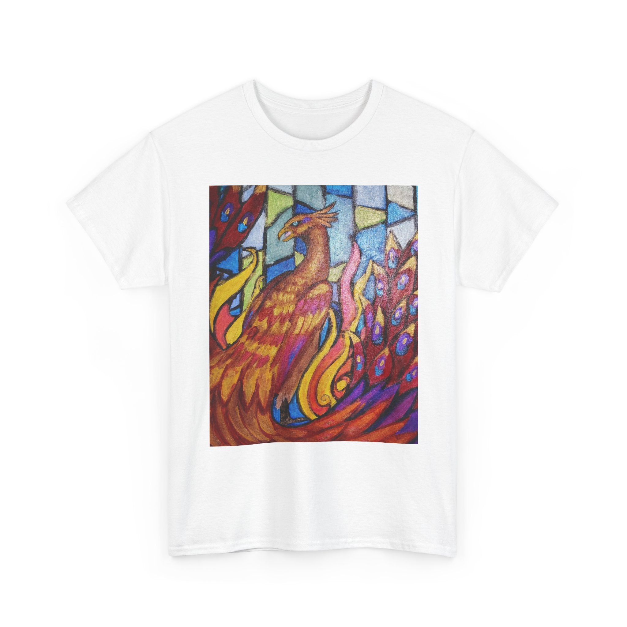 Stained Glass Phoenix heavy Unisex Adult Cotton Tee
