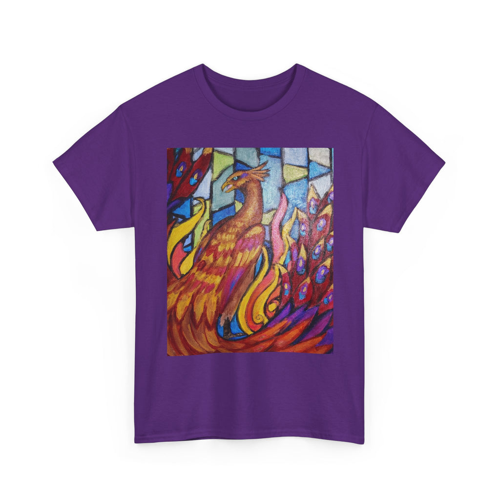 Stained Glass Phoenix heavy Unisex Adult Cotton Tee