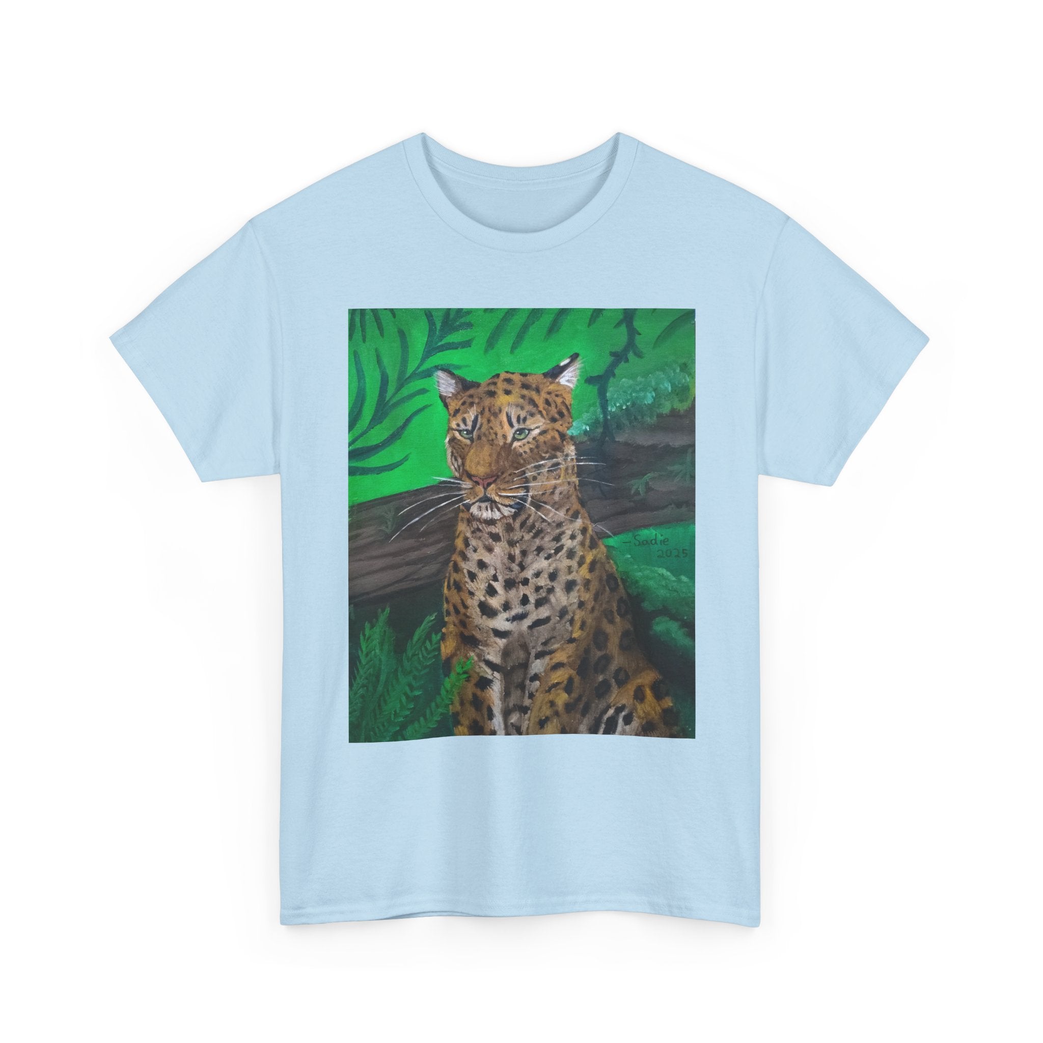 Green Leopard   heavy Unisex Adult Cotton Tee