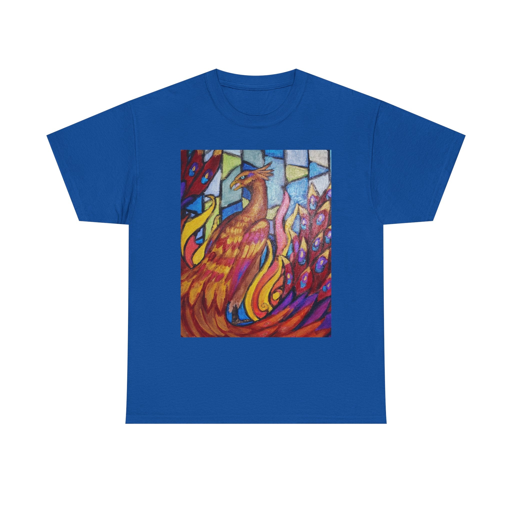 Stained Glass Phoenix heavy Unisex Adult Cotton Tee