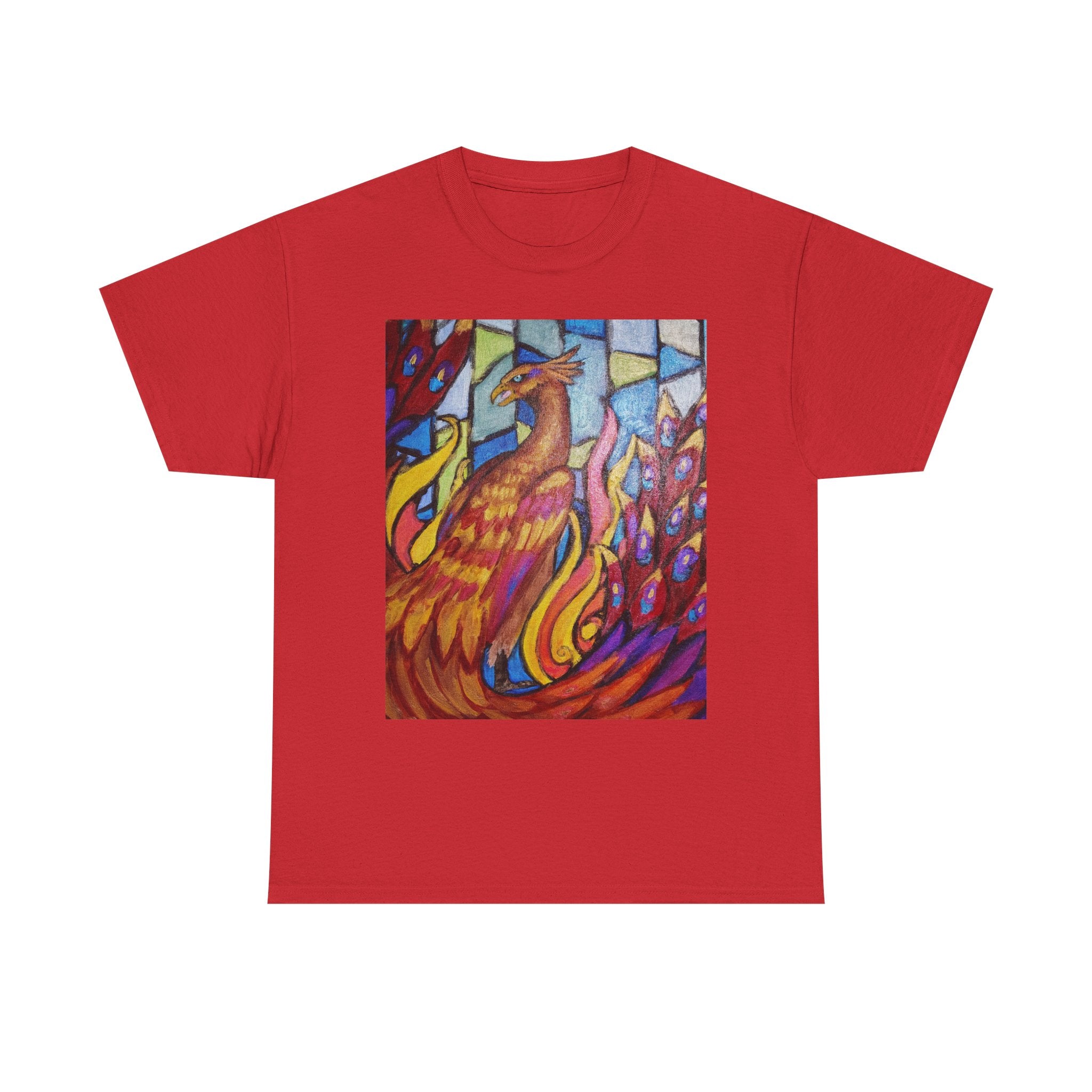 Stained Glass Phoenix heavy Unisex Adult Cotton Tee