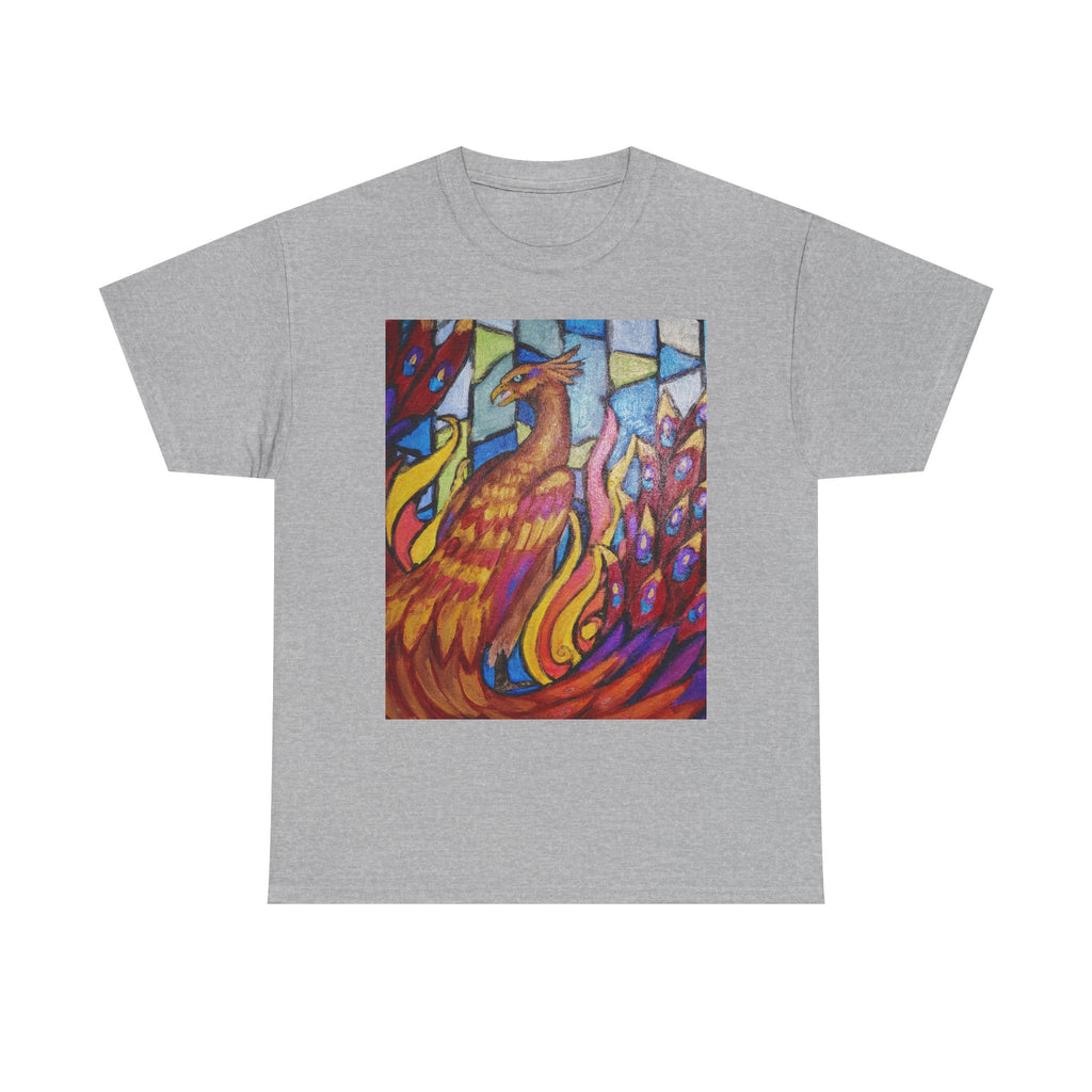 Stained Glass Phoenix heavy Unisex Adult Cotton Tee