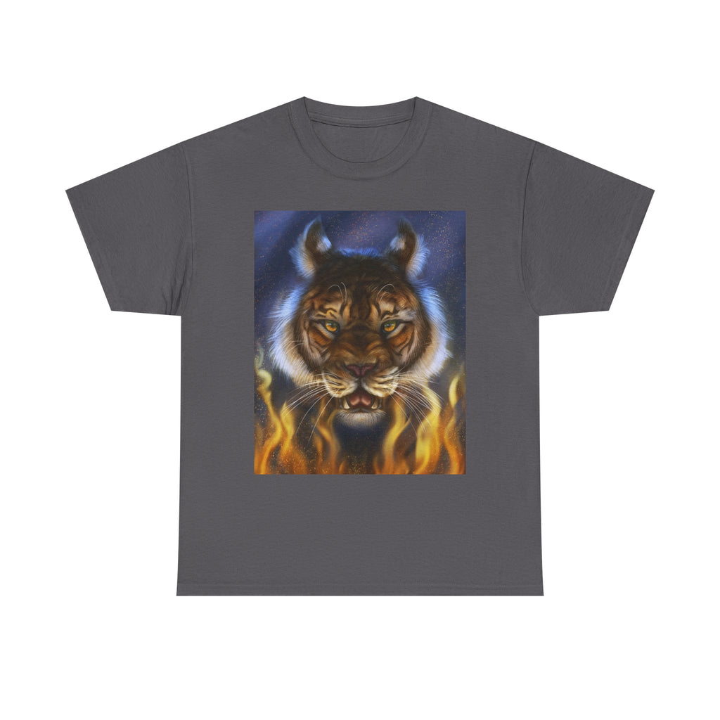 Tiger Flames  heavy Unisex Adult Cotton Tee