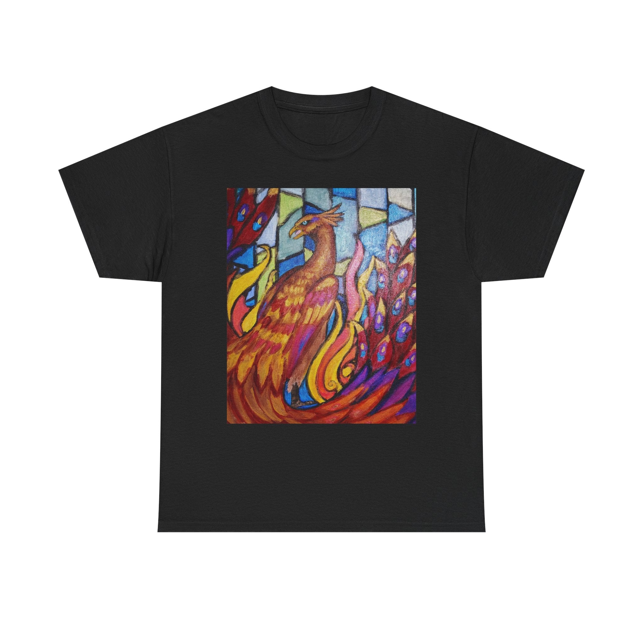 Stained Glass Phoenix heavy Unisex Adult Cotton Tee