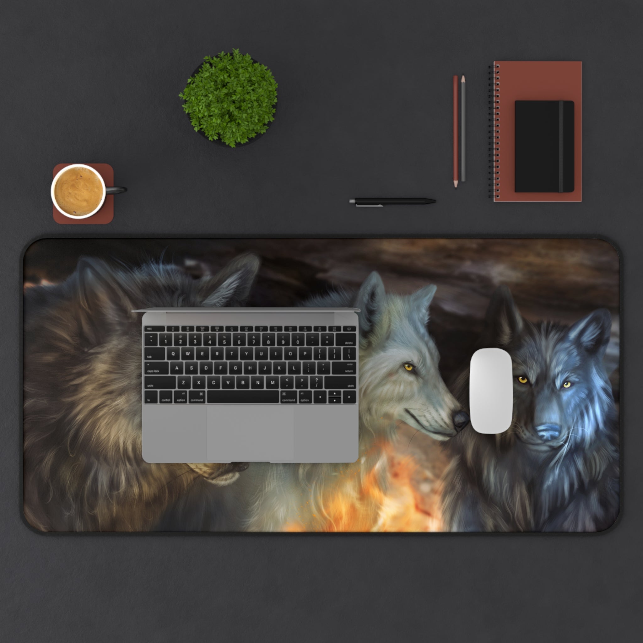 Fire Wolves 16x32 Mouse Pad Desk Mat