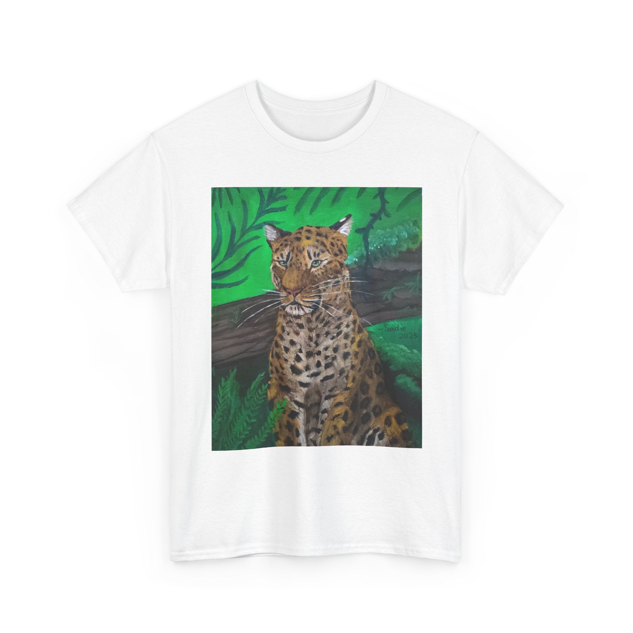 Green Leopard   heavy Unisex Adult Cotton Tee