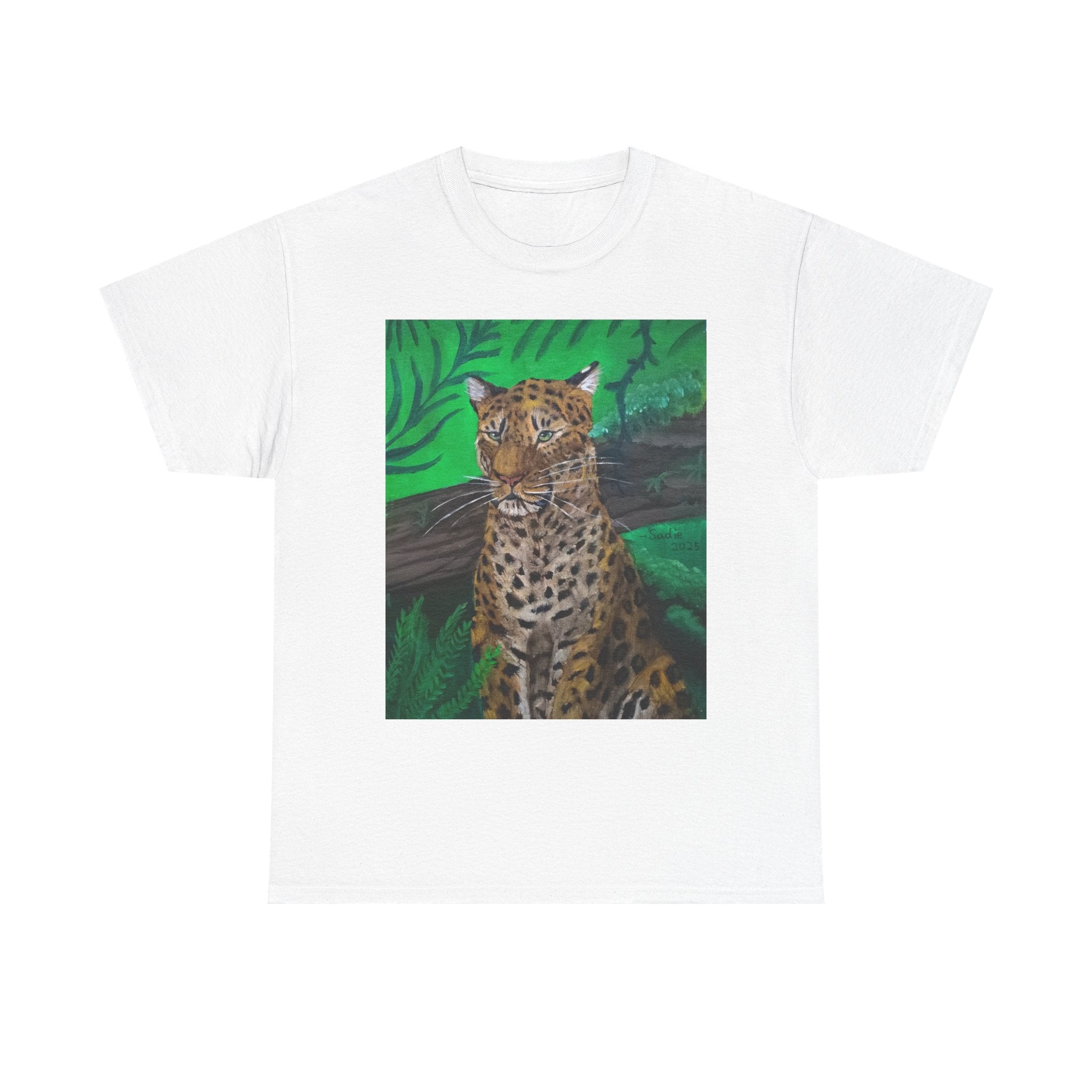 Green Leopard   heavy Unisex Adult Cotton Tee