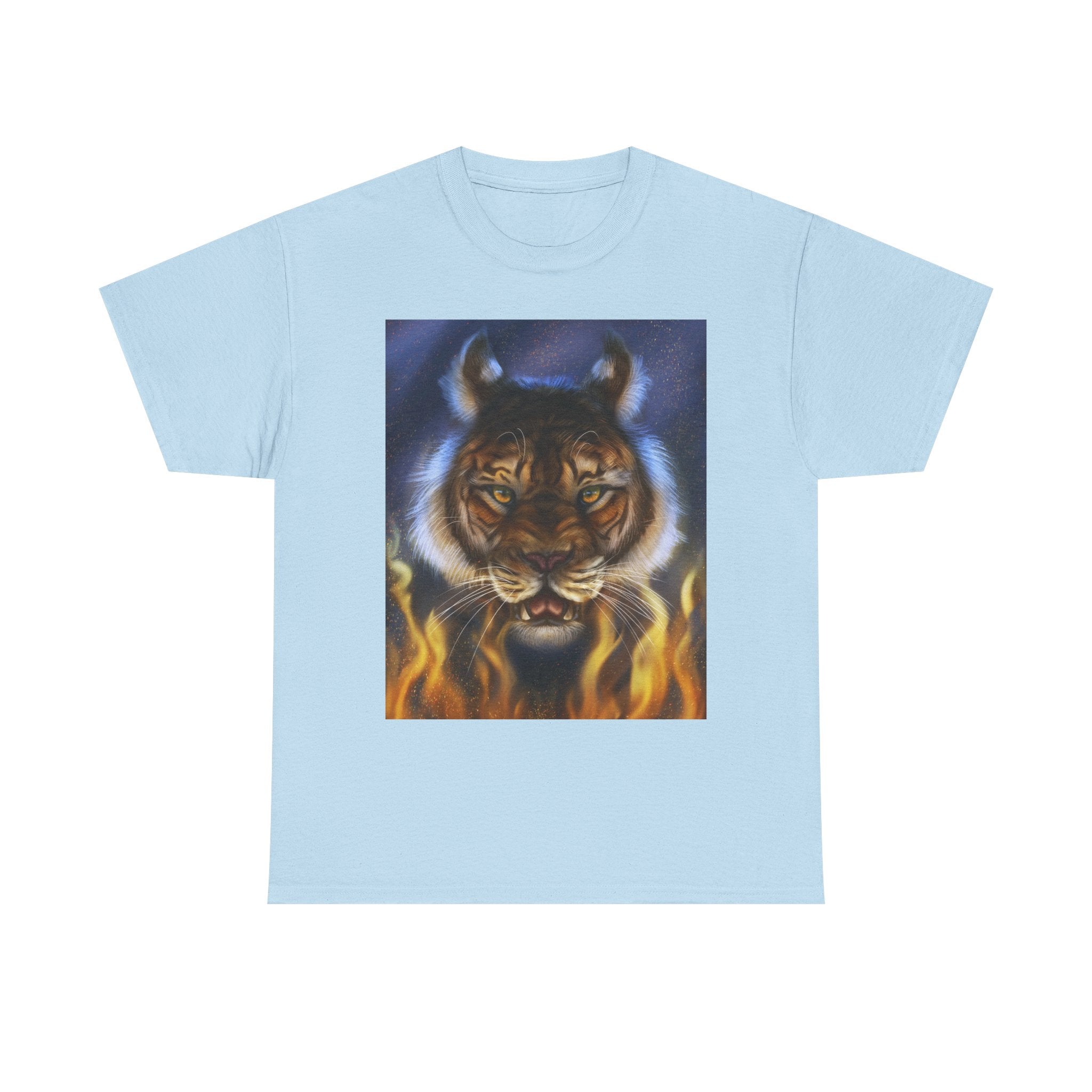 Tiger Flames  heavy Unisex Adult Cotton Tee