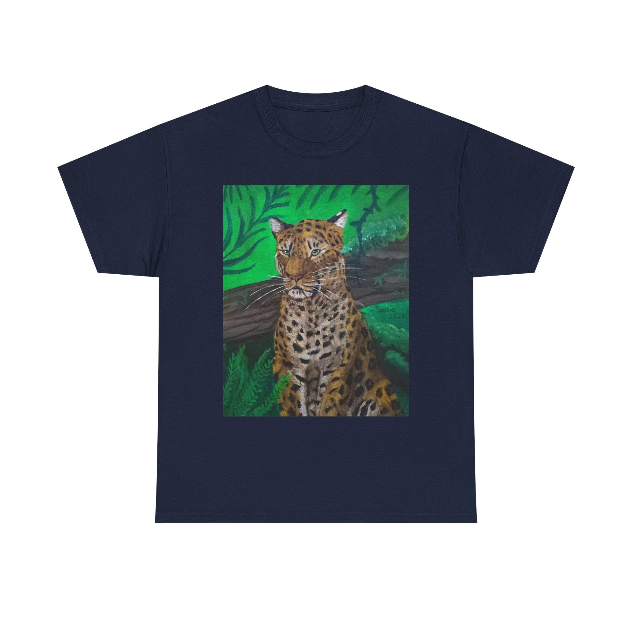 Green Leopard   heavy Unisex Adult Cotton Tee
