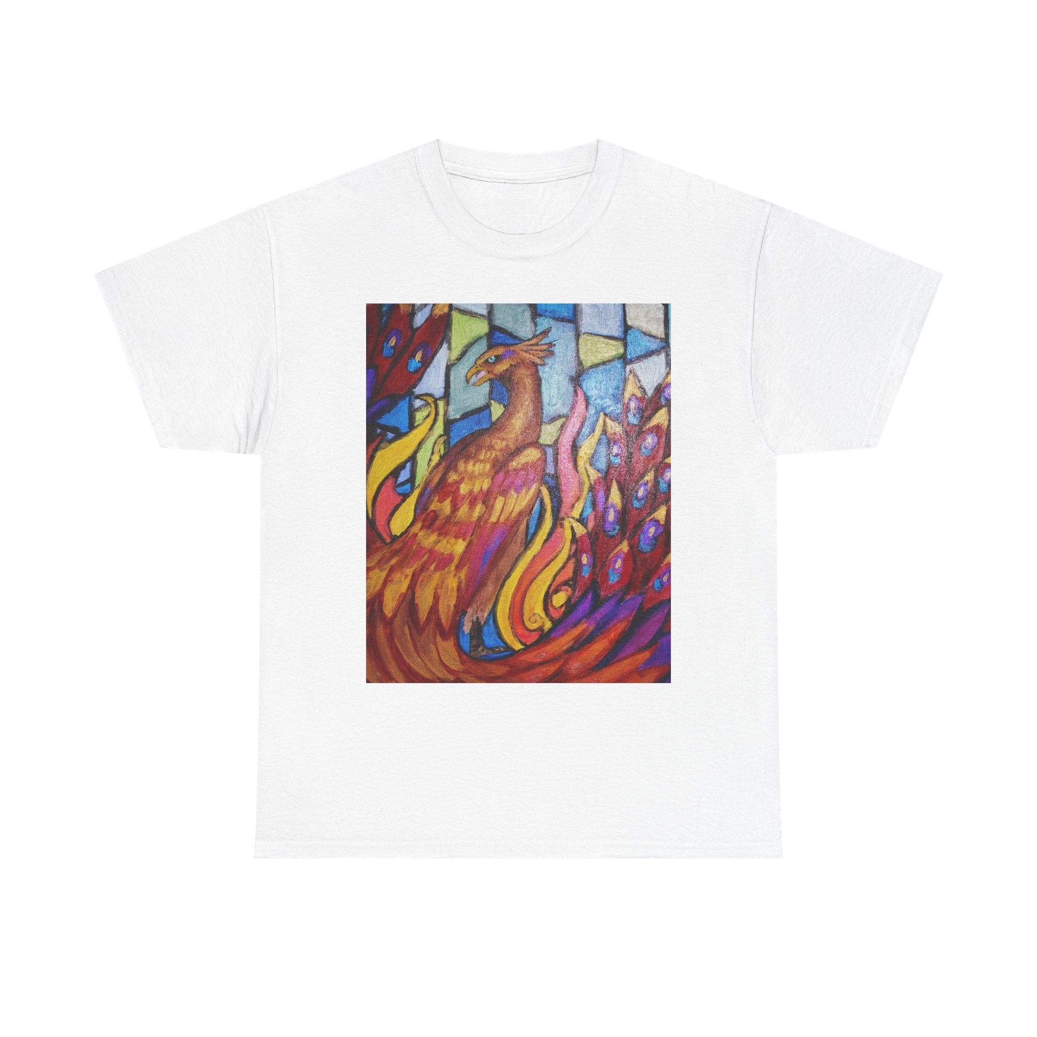 Stained Glass Phoenix heavy Unisex Adult Cotton Tee