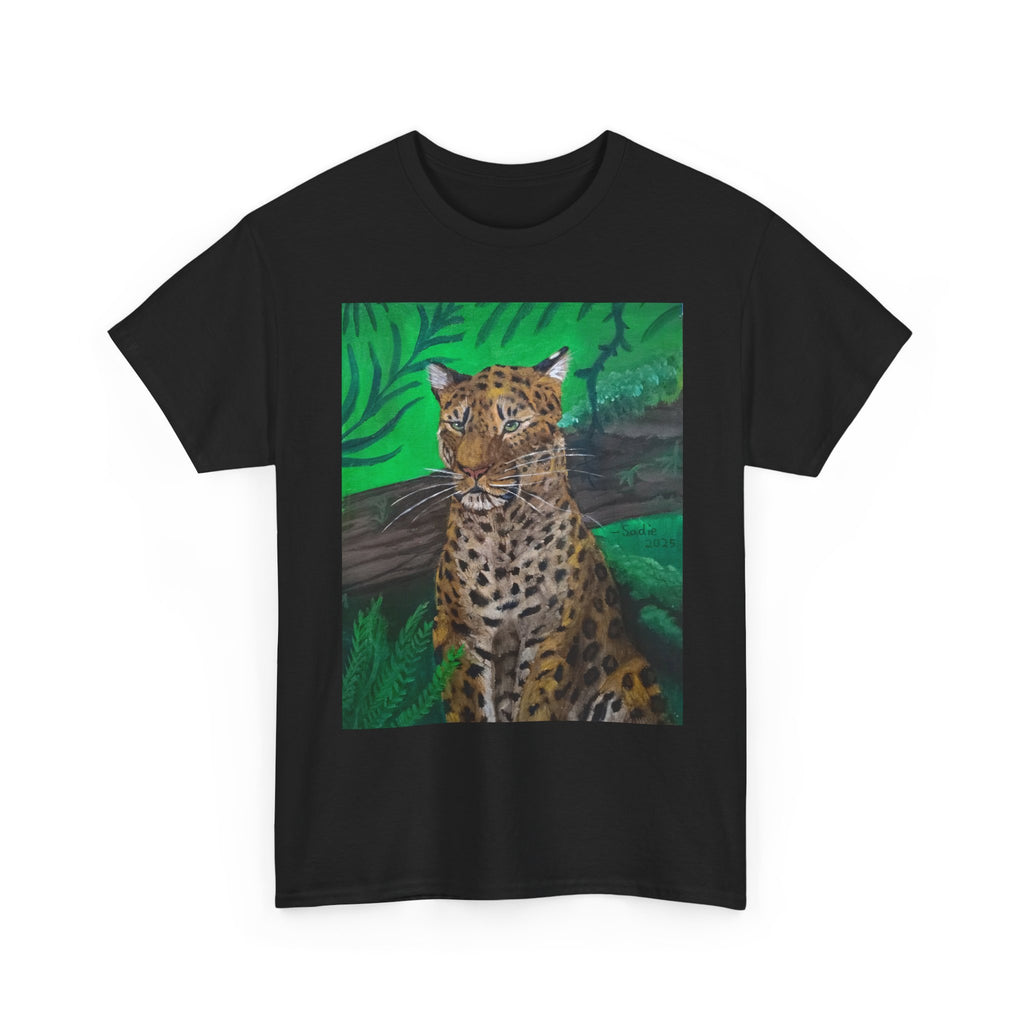 Green Leopard   heavy Unisex Adult Cotton Tee