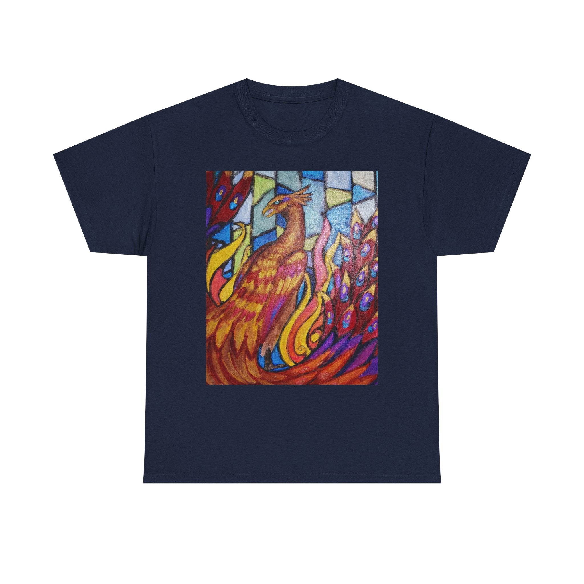 Stained Glass Phoenix heavy Unisex Adult Cotton Tee