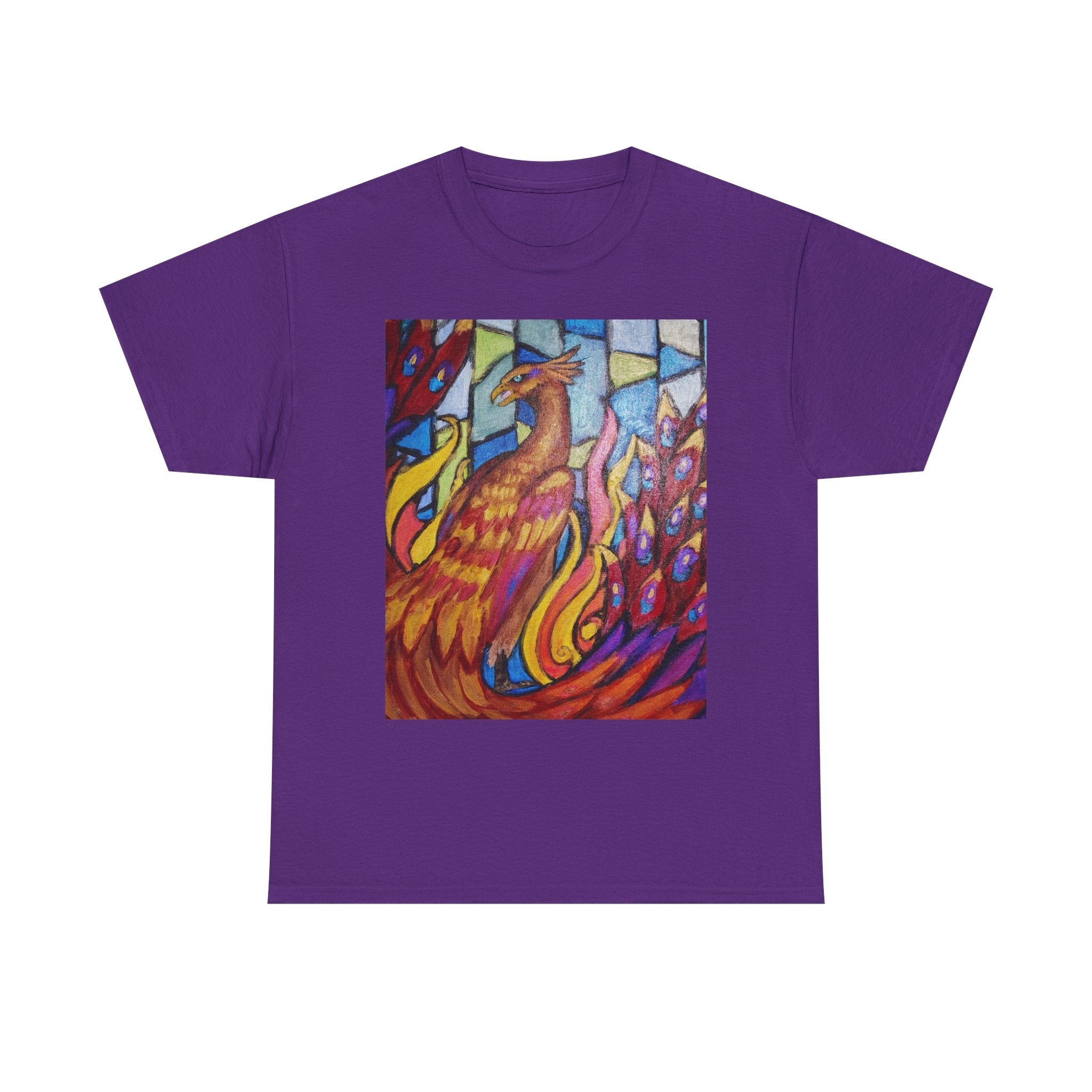 Stained Glass Phoenix heavy Unisex Adult Cotton Tee